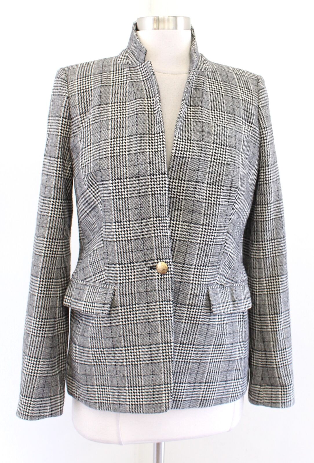 J Crew Regent Blazer in Glen Plaid Size 4 Houndstooth Tweed Wool Blend Jacket