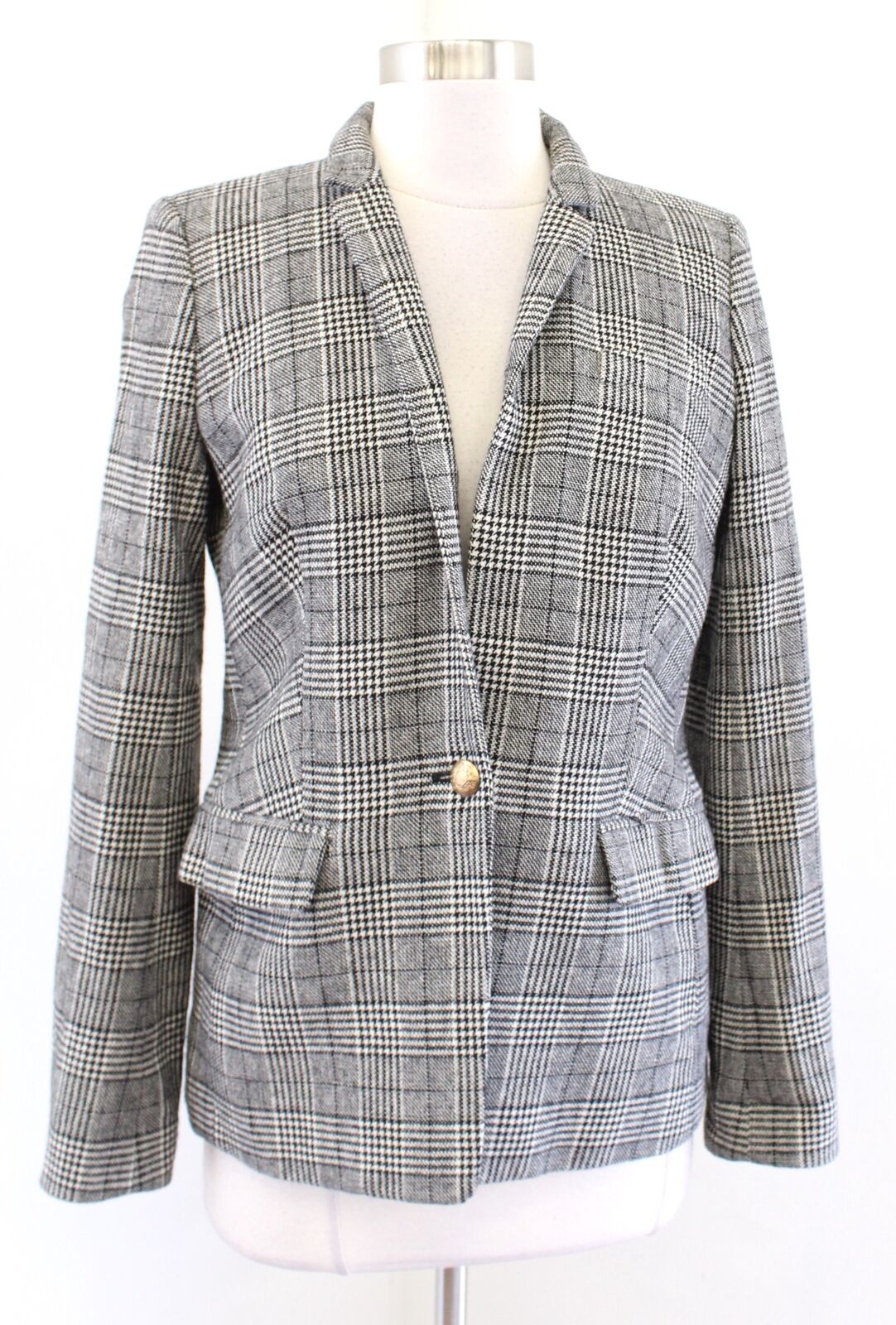 J Crew Regent Blazer in Glen Plaid Size 4 Houndstooth Tweed Wool Blend Jacket