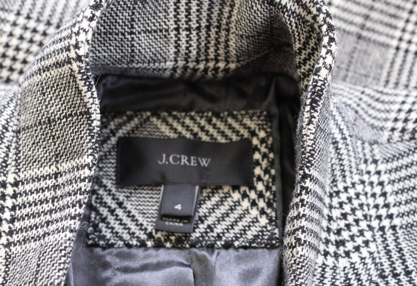 J Crew Regent Blazer in Glen Plaid Size 4 Houndstooth Tweed Wool Blend Jacket