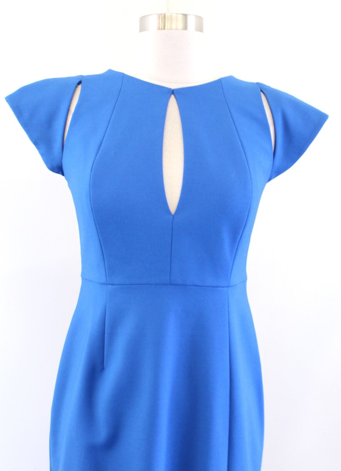 Black Halo Jackie Blue Eddie Cut Out Cap Sleeve Keyhole Sheath Dress Size 6