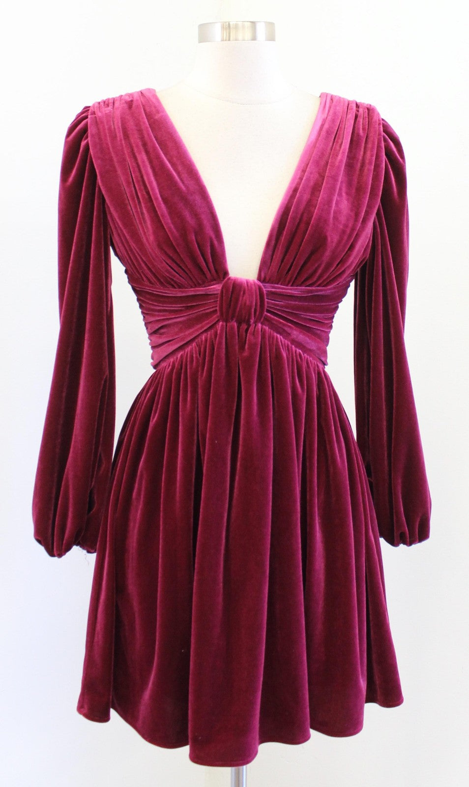 Gianni Bini Mariah Dress Womens 0 Berry Wine Velvet Plunge V Neck Mini Party