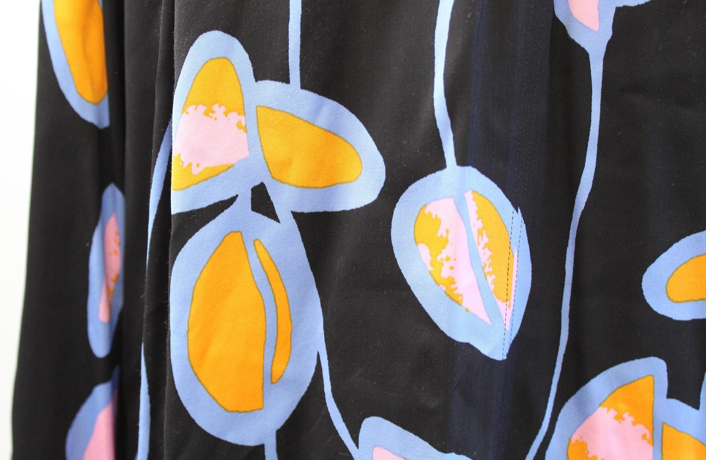 Diane Von Furstenberg Silka Dress Womens M Black Floral Keyhole Shift Mini Blue