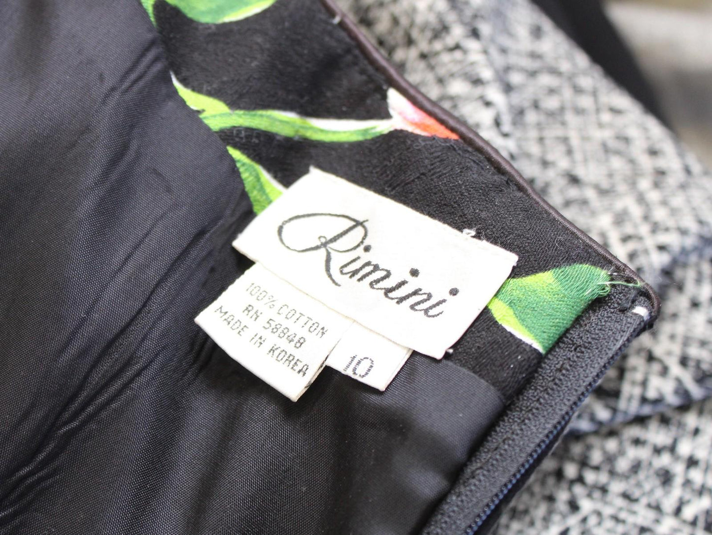 Vtg 80s Rimini Dress Womens 10 Black Floral Strapless Peplum Pencil Party Prom