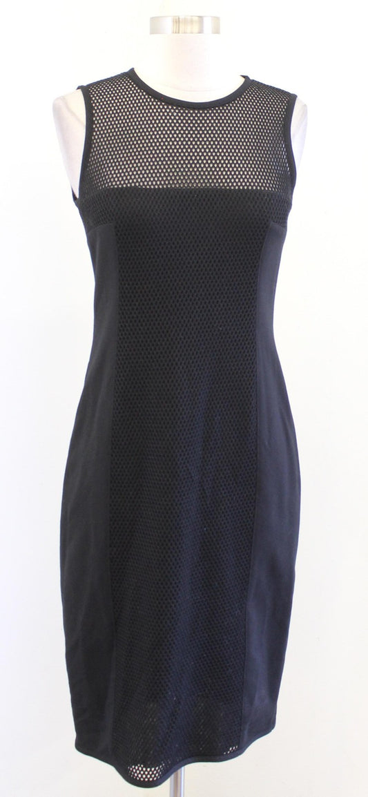 Akris Punto Dress Womens 4 Black Mesh Sheath Bergdorf Goodman Bodycon Cutout