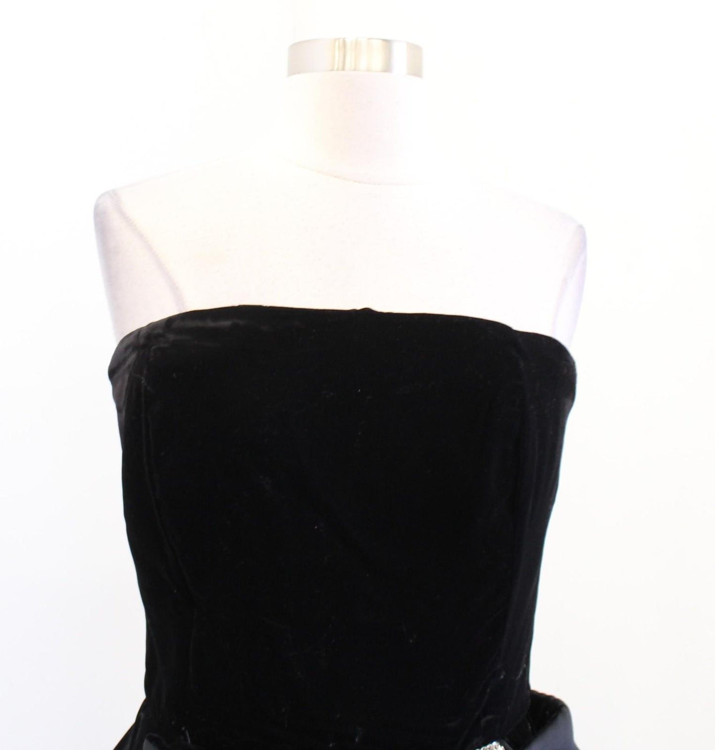 Vtg Raul Blanco Dress Womens 14 M ? Black Velvet Strapless Big Bow Party Prom