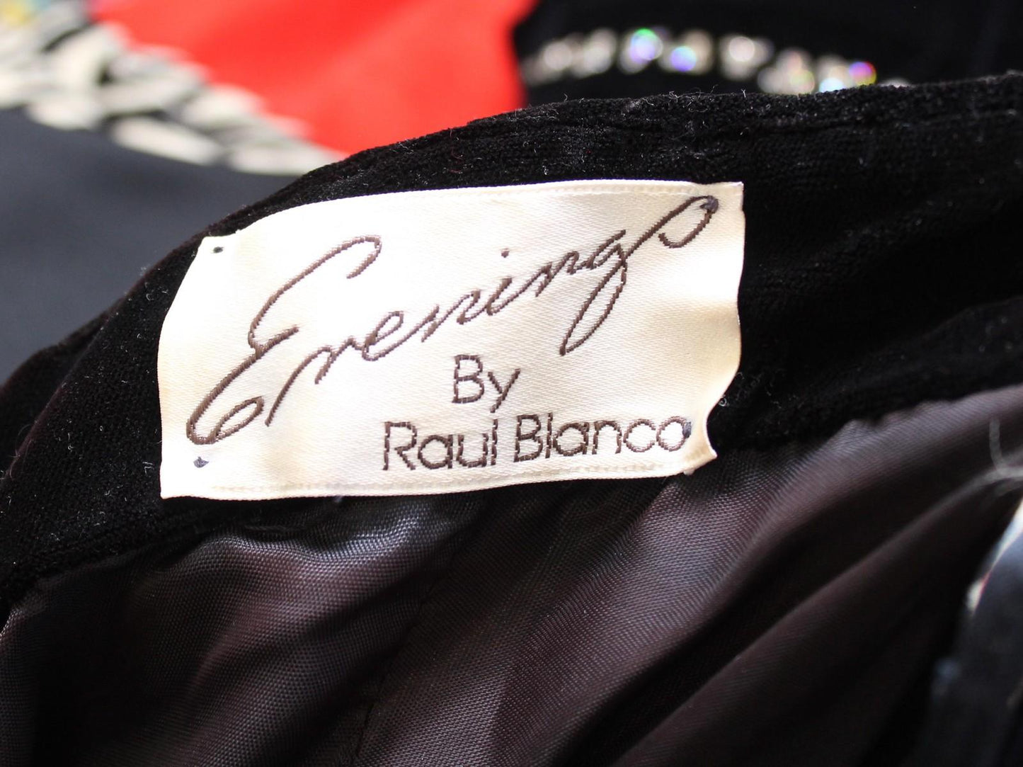 Vtg Raul Blanco Dress Womens 14 M ? Black Velvet Strapless Big Bow Party Prom