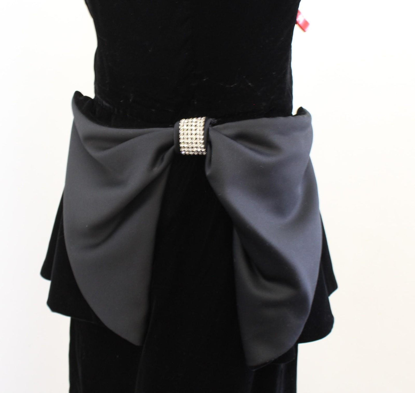 Vtg Raul Blanco Dress Womens 14 M ? Black Velvet Strapless Big Bow Party Prom
