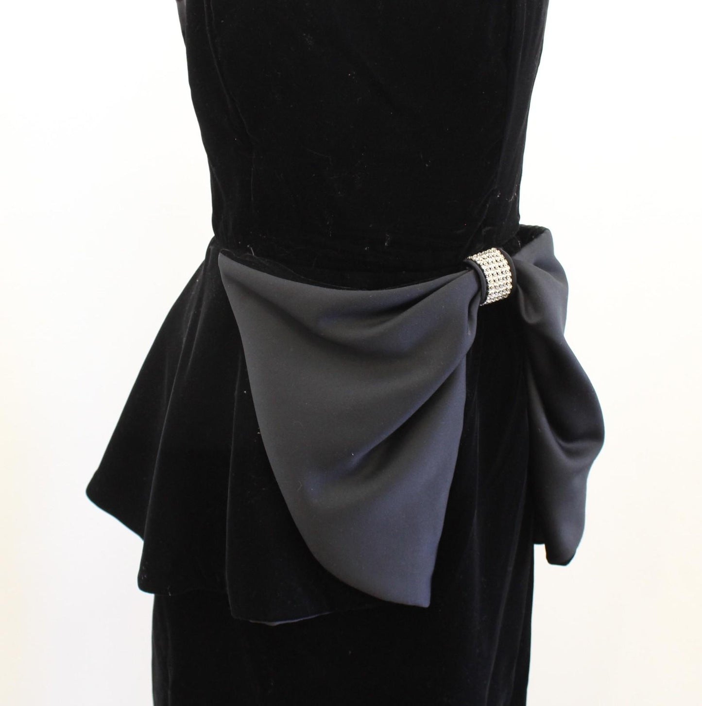 Vtg Raul Blanco Dress Womens 14 M ? Black Velvet Strapless Big Bow Party Prom