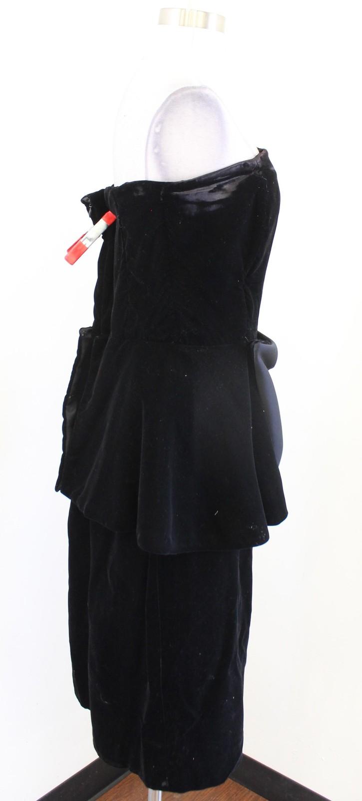 Vtg Raul Blanco Dress Womens 14 M ? Black Velvet Strapless Big Bow Party Prom