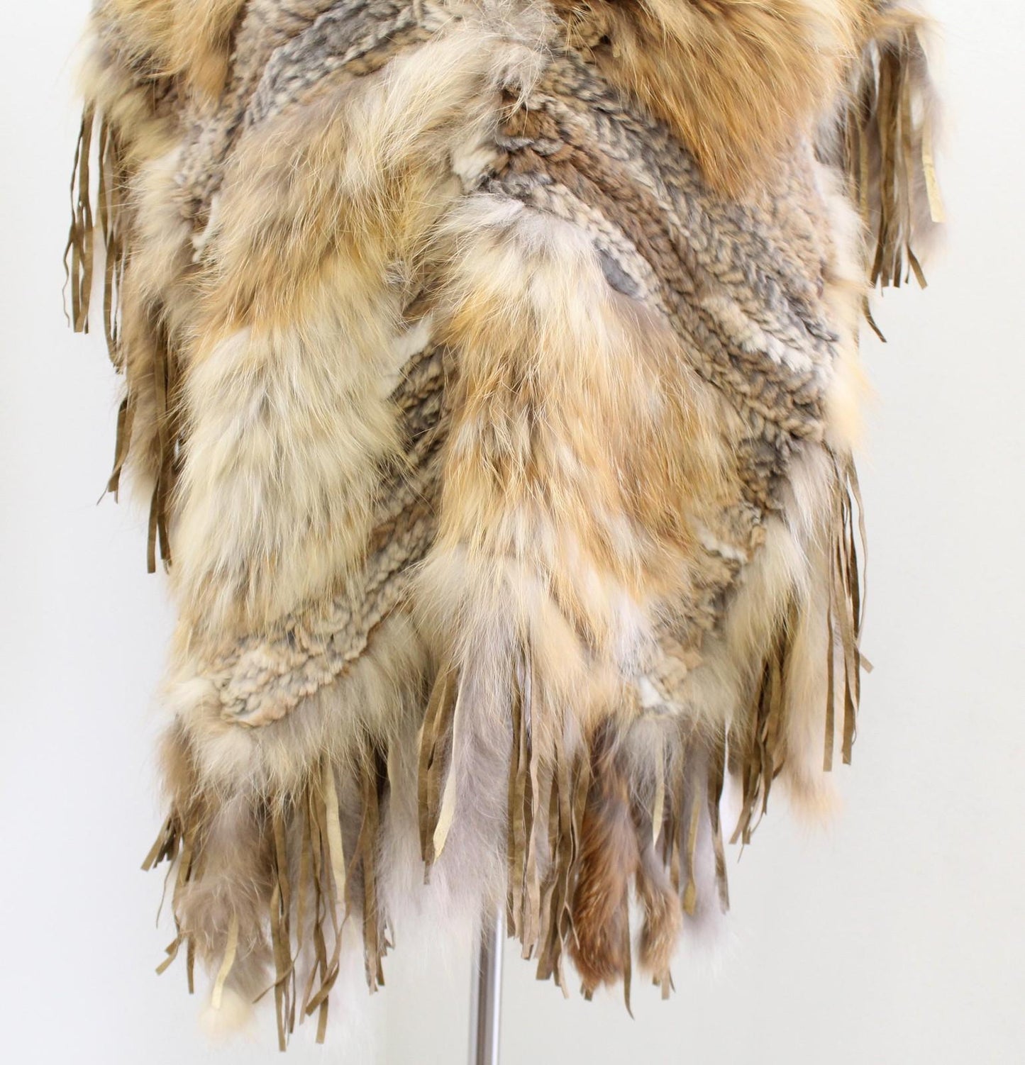 Vtg Cache Rex Rabbit Fur Poncho Womens One Size S M Tassel Fringe Boho Western