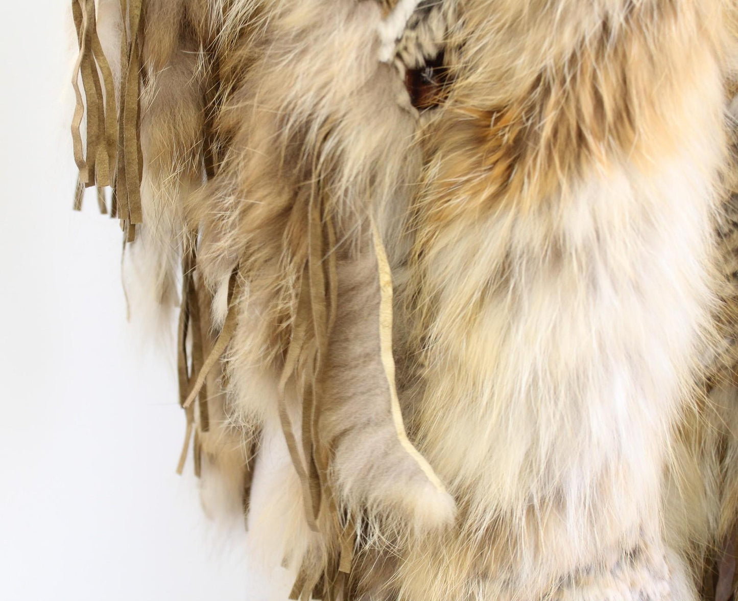 Vtg Cache Rex Rabbit Fur Poncho Womens One Size S M Tassel Fringe Boho Western