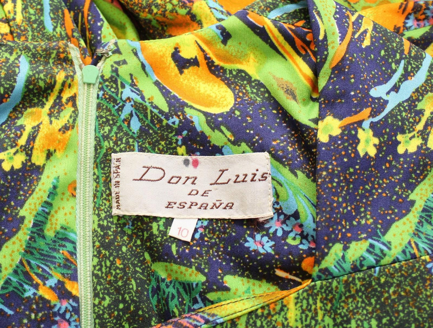 Vtg 70s Don Luis Dress Jacket Set Womens 10 Multicolor Abstract Maxi Art to Wear