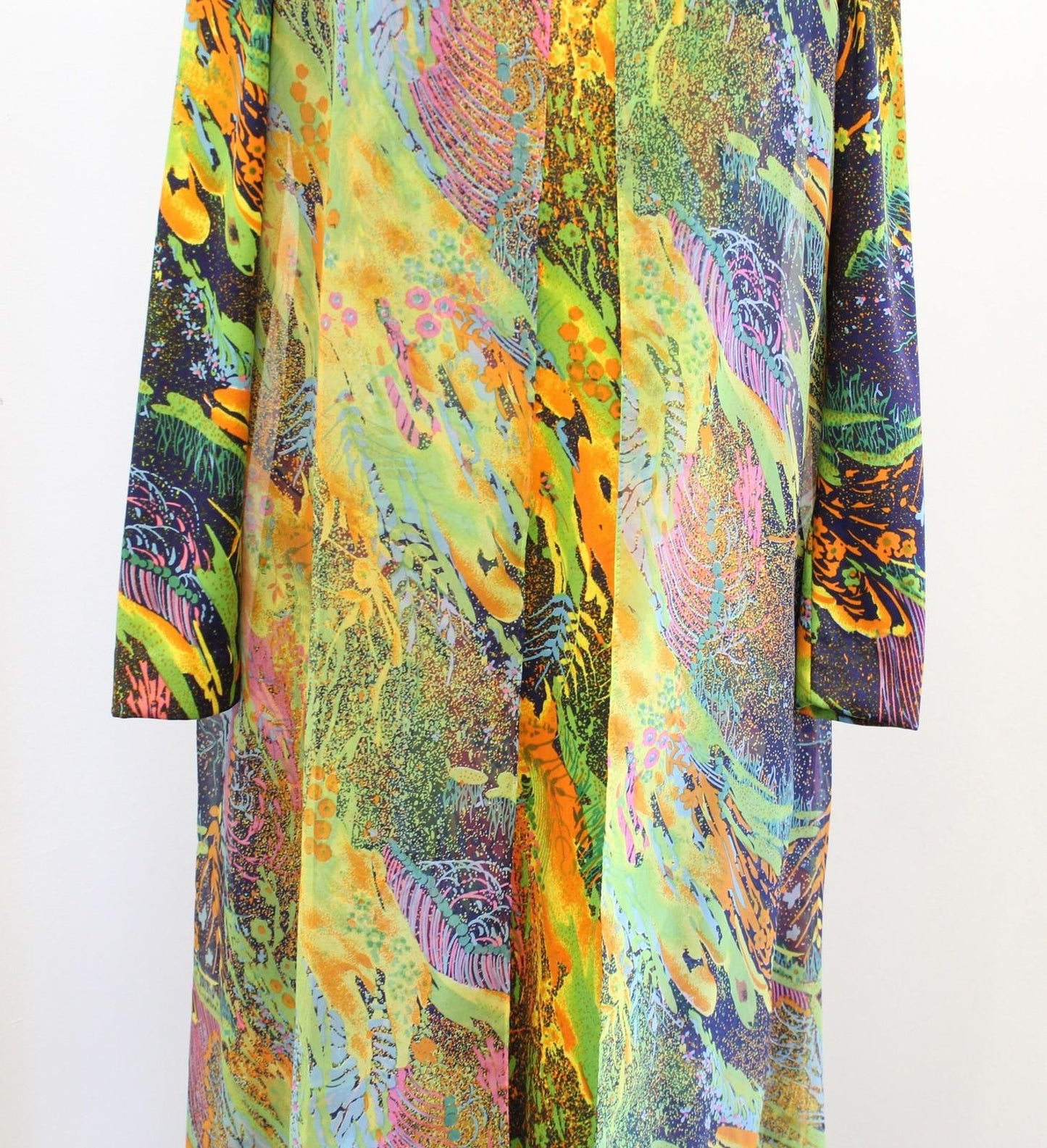 Vtg 70s Don Luis Dress Jacket Set Womens 10 Multicolor Abstract Maxi Art to Wear