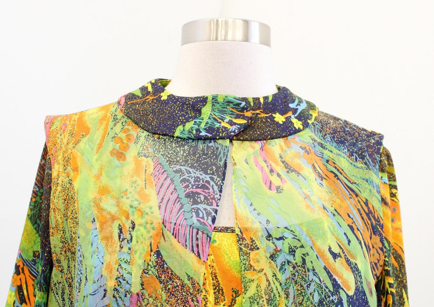 Vtg 70s Don Luis Dress Jacket Set Womens 10 Multicolor Abstract Maxi Art to Wear