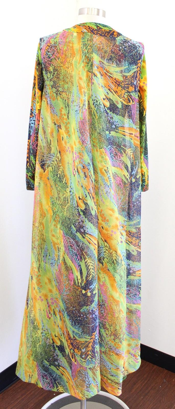 Vtg 70s Don Luis Dress Jacket Set Womens 10 Multicolor Abstract Maxi Art to Wear