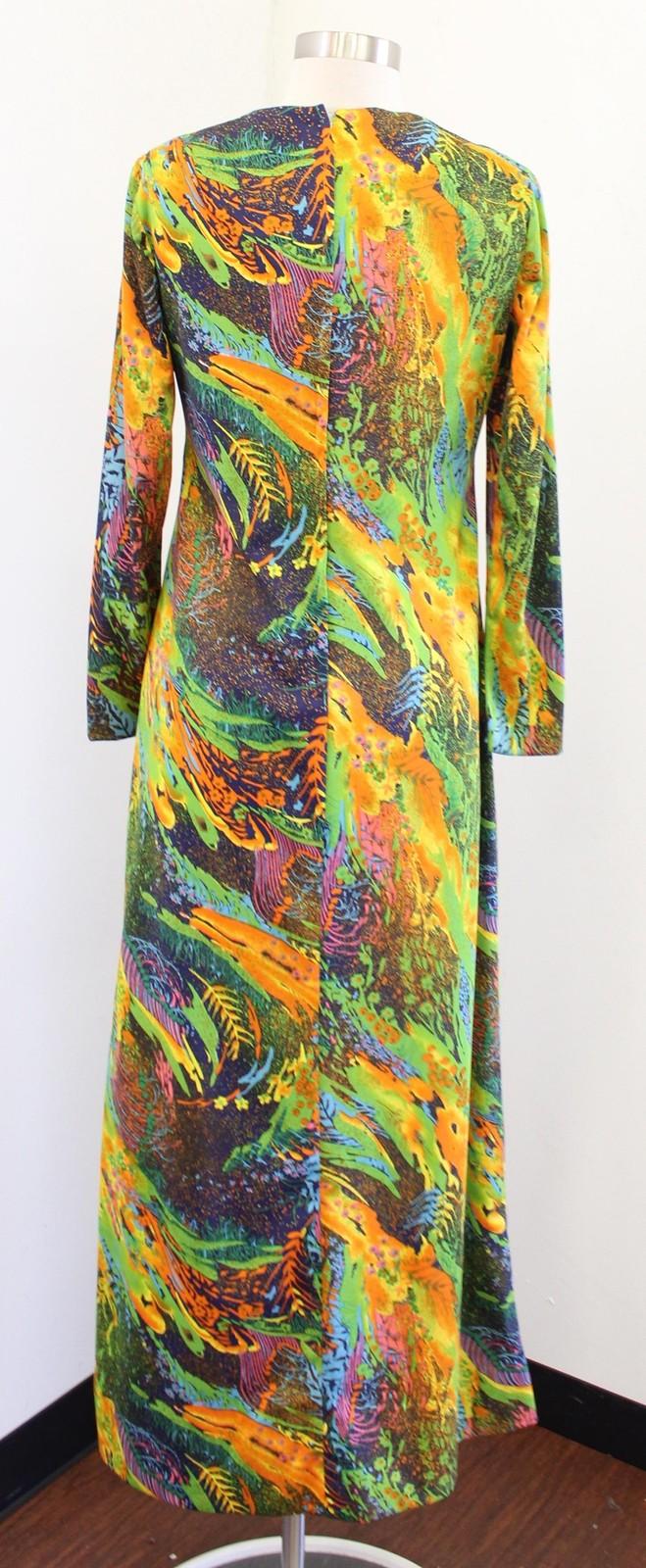 Vtg 70s Don Luis Dress Jacket Set Womens 10 Multicolor Abstract Maxi Art to Wear