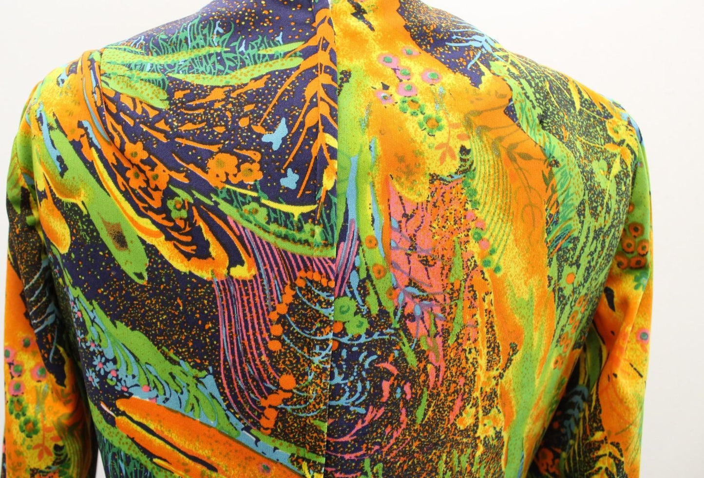 Vtg 70s Don Luis Dress Jacket Set Womens 10 Multicolor Abstract Maxi Art to Wear