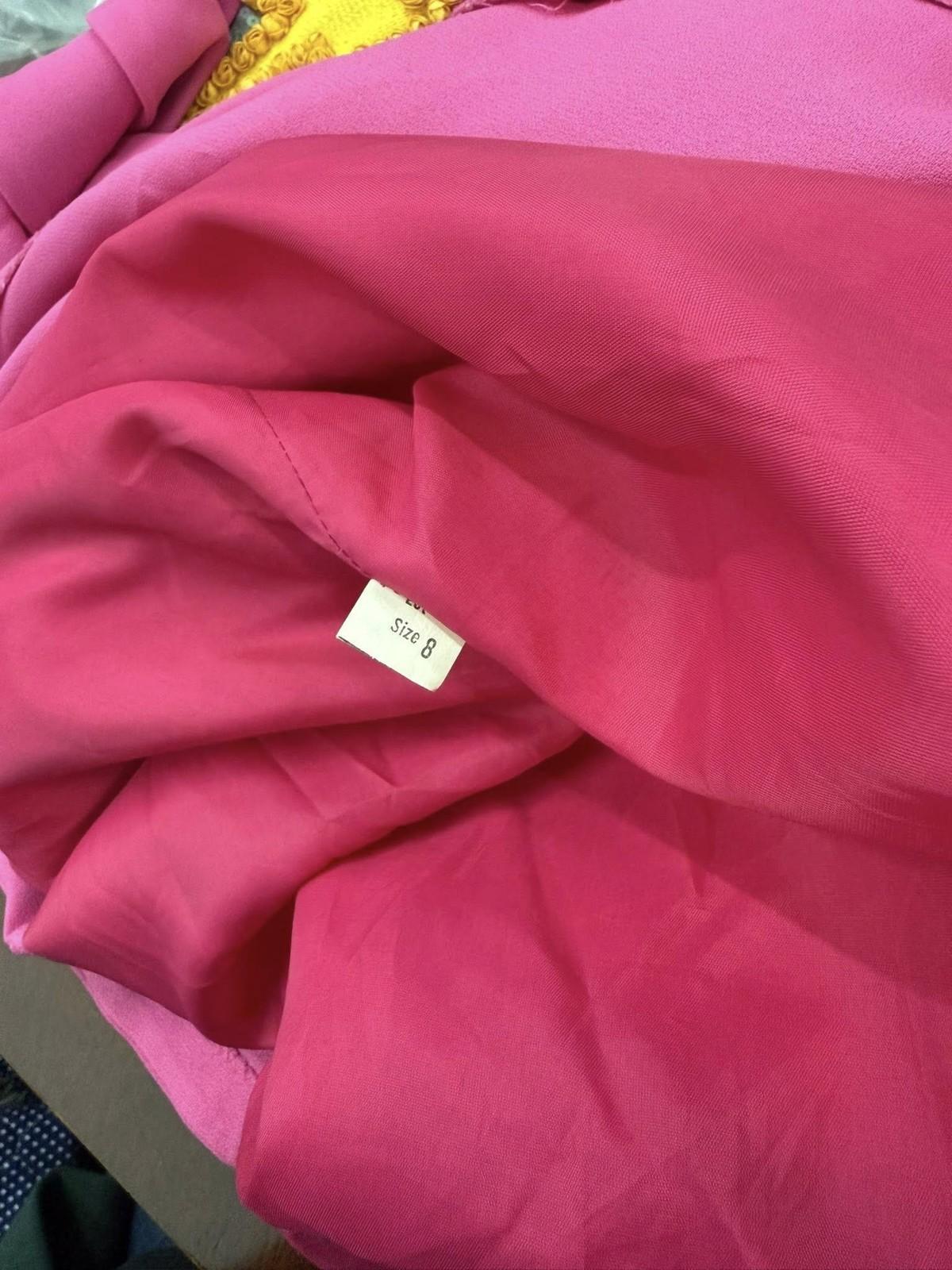 Vtg 80s Richilene Dress Sz 8 XS S Pink Floral Beaded Sequin Mini Party Cocktail