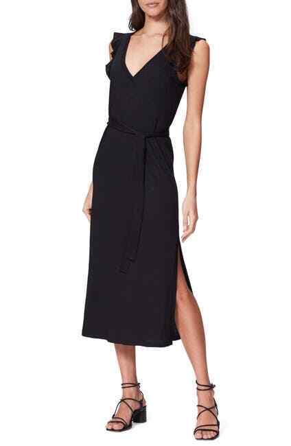 Paige Womens Ravyn Black Ruffle Sleeve V Neck Knit Midi Maxi Dress Size M