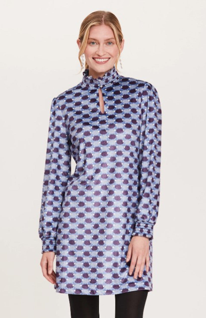 NWT New Tyler Boe Mia Counting Sheep Printed Velvet Shift Dress Size S Blue