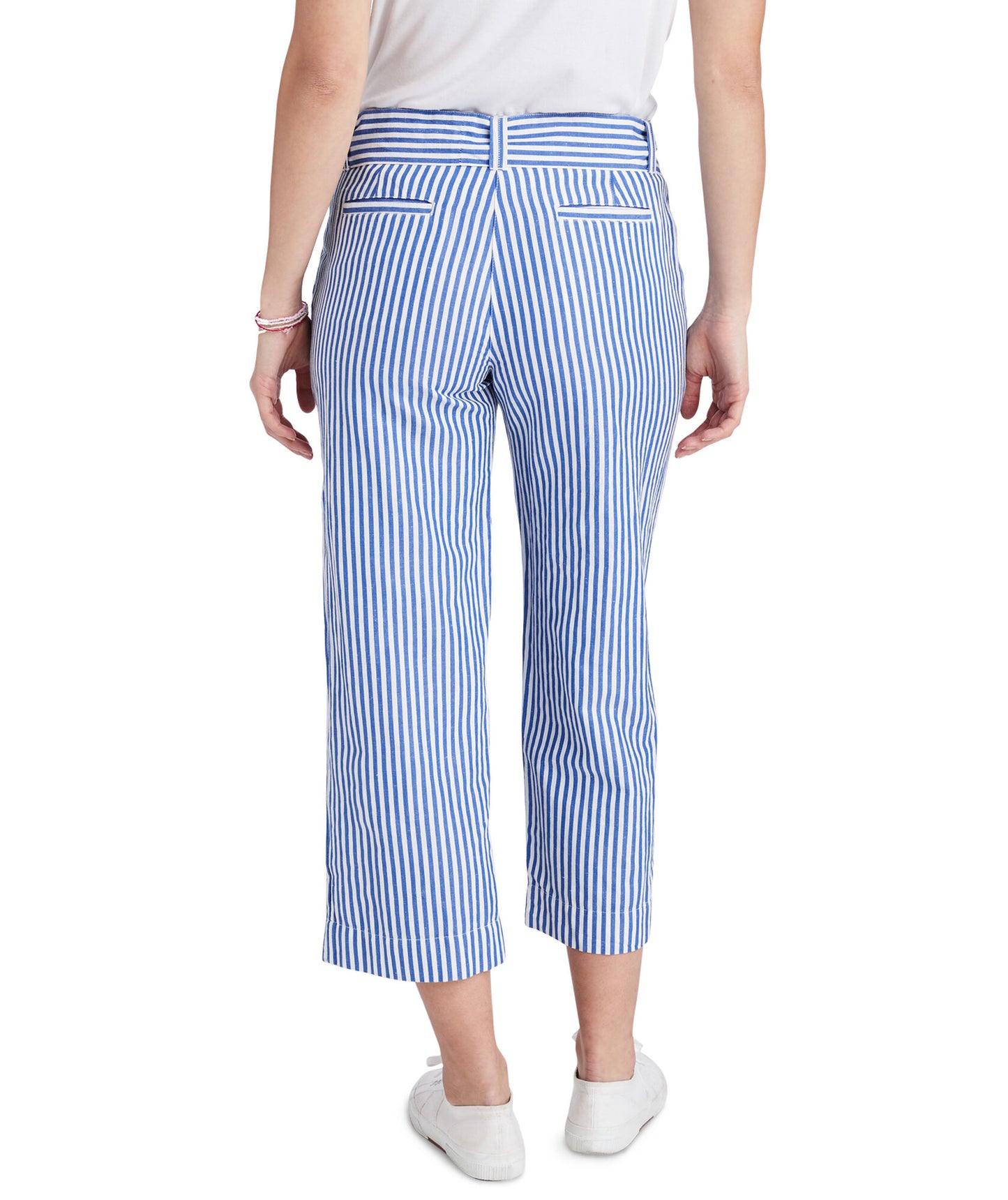 Vineyard Vines Catamaran Blue White Linen Striped Loose Leg Ankle Pants Size 6