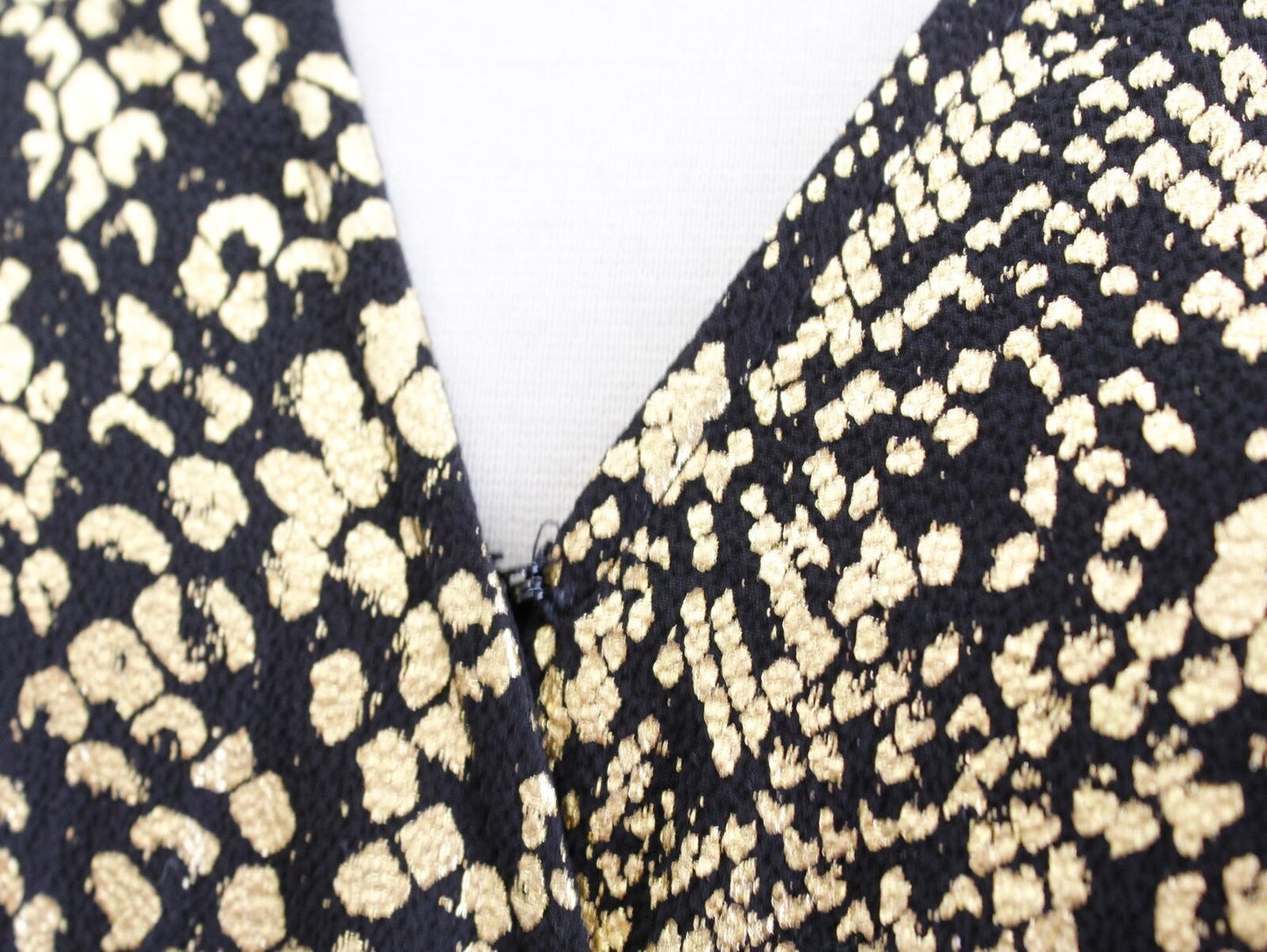 Michael Kors Black Gold Snakeskin Print Smocked Surplice Flounce Dress Size XS