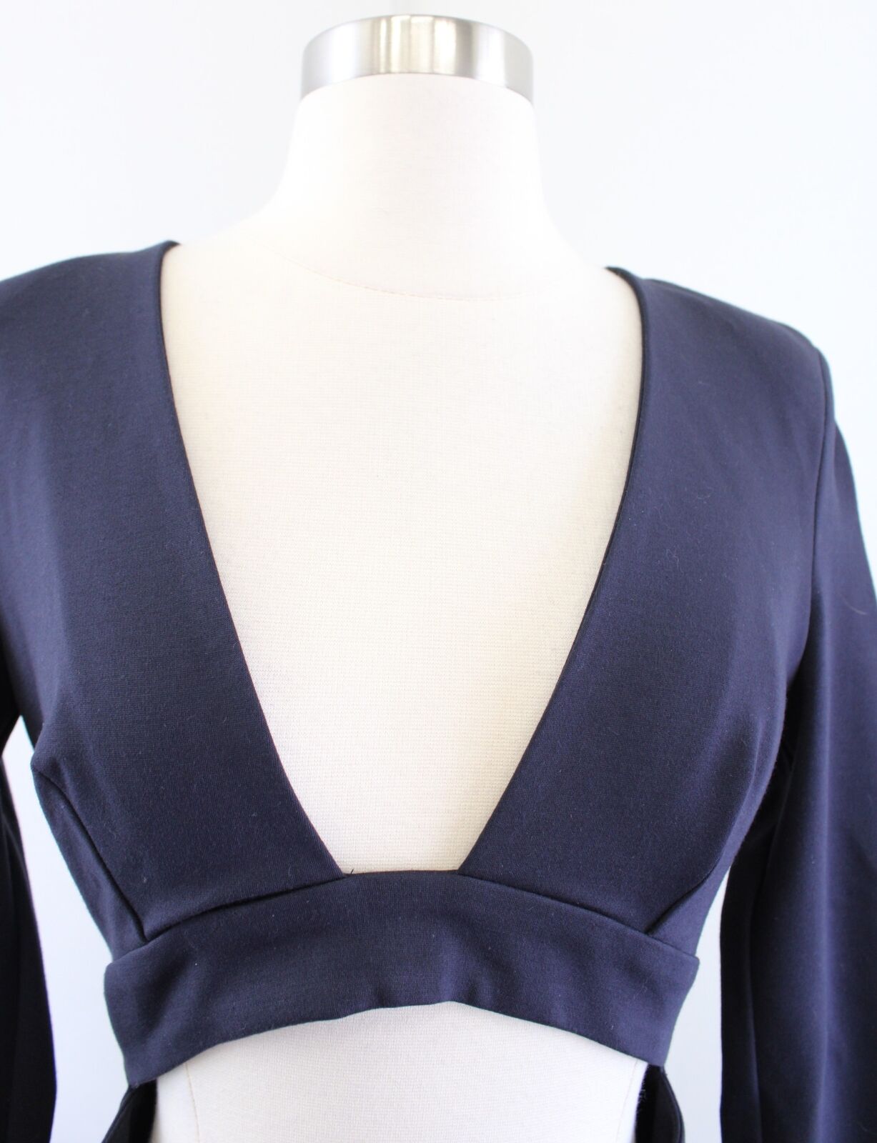 N NICHOLAS Revolve Ponti Navy Blue Deep V Cutout Dress Size 4 Long Sleeve Party