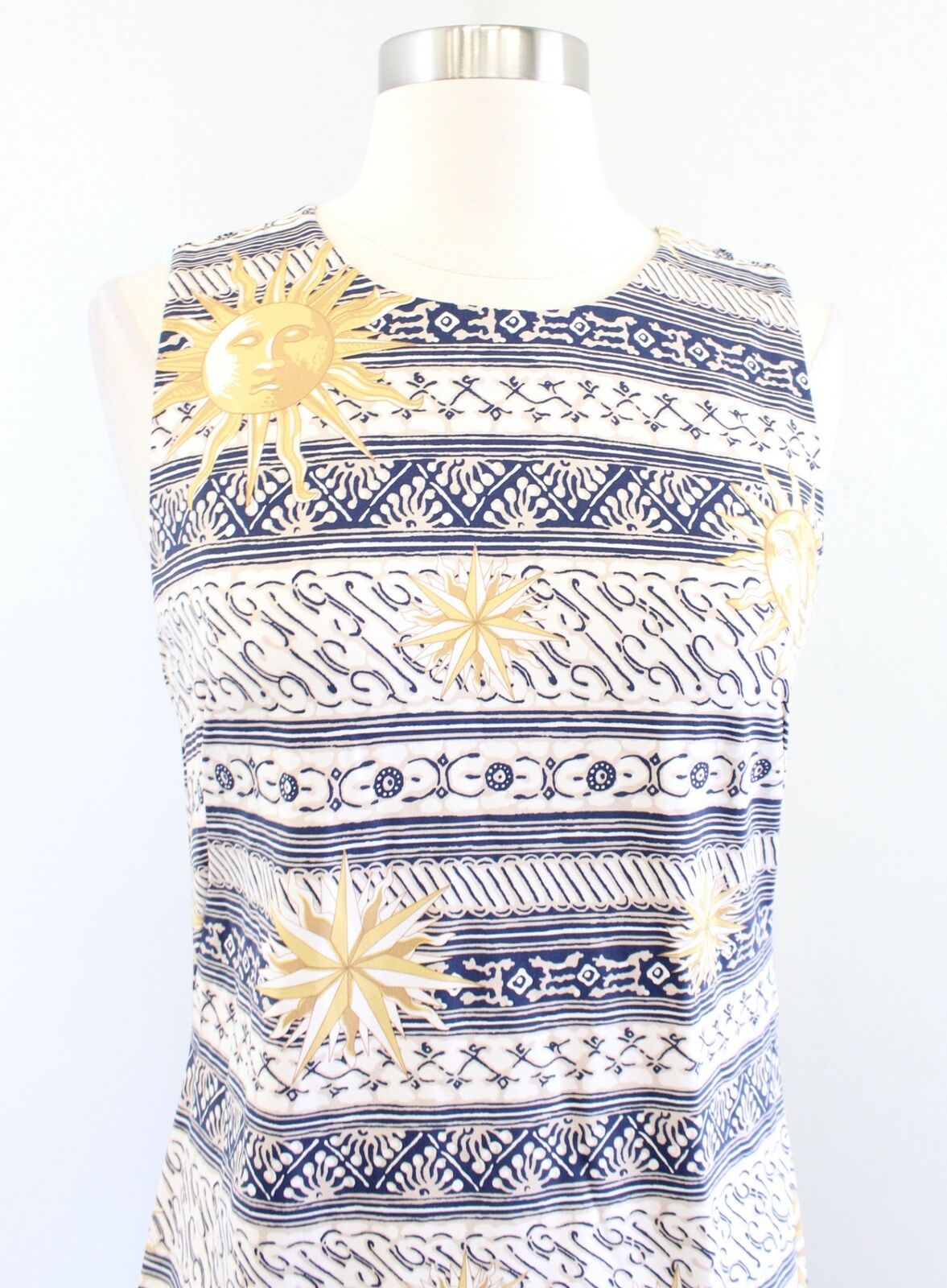 J McLaughlin Geometric Sun Star Print Flounce Hem Catalina Cloth Dress Size S