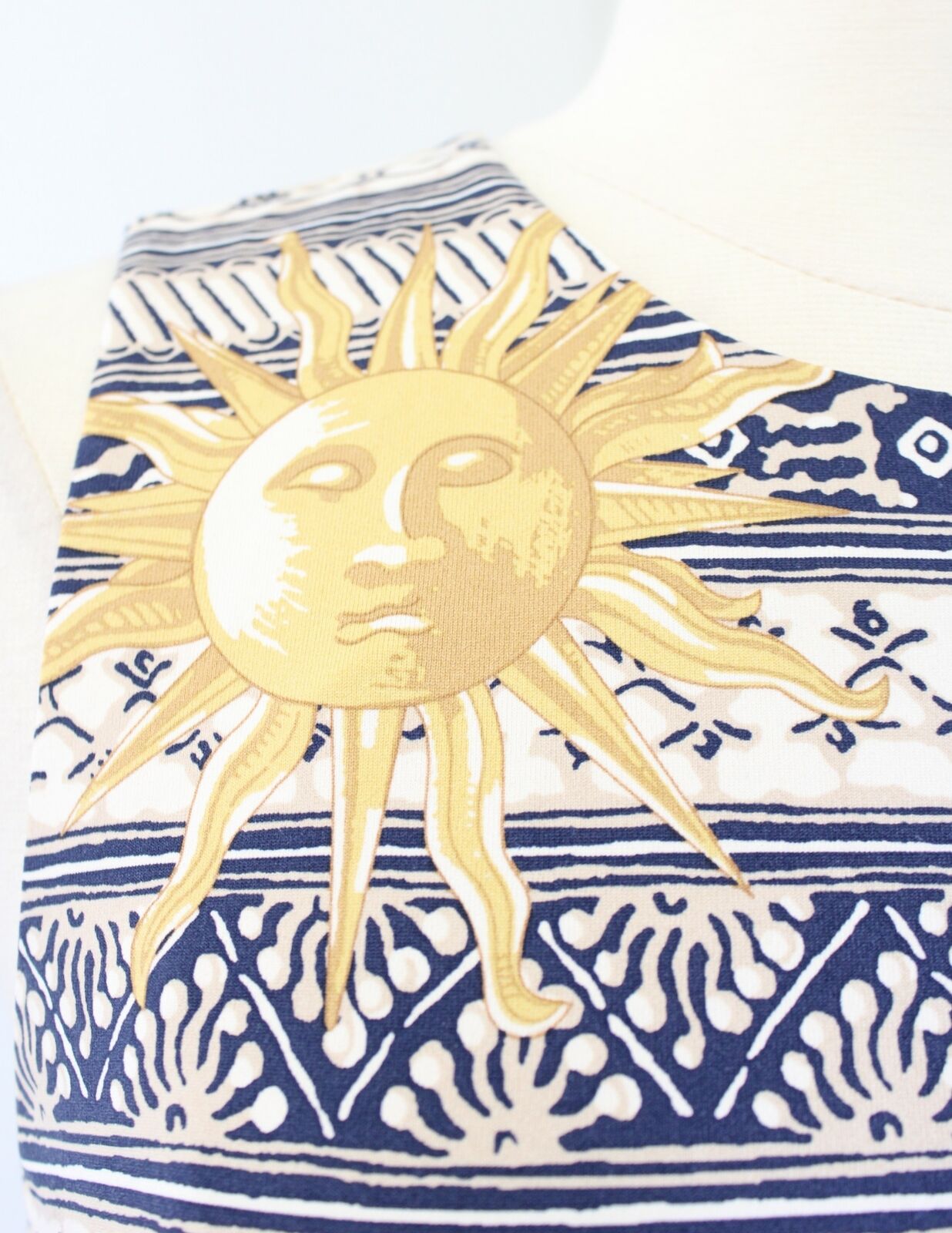 J McLaughlin Geometric Sun Star Print Flounce Hem Catalina Cloth Dress Size S