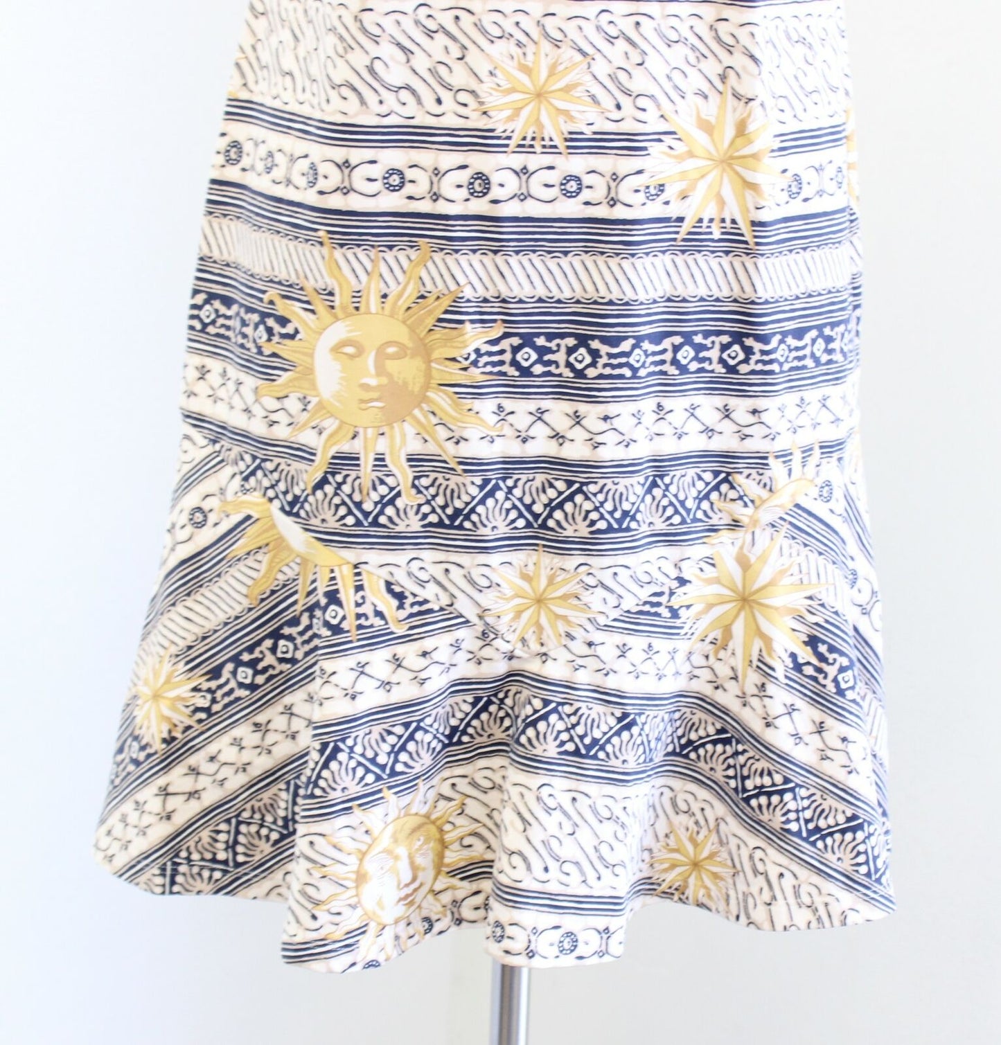J McLaughlin Geometric Sun Star Print Flounce Hem Catalina Cloth Dress Size S
