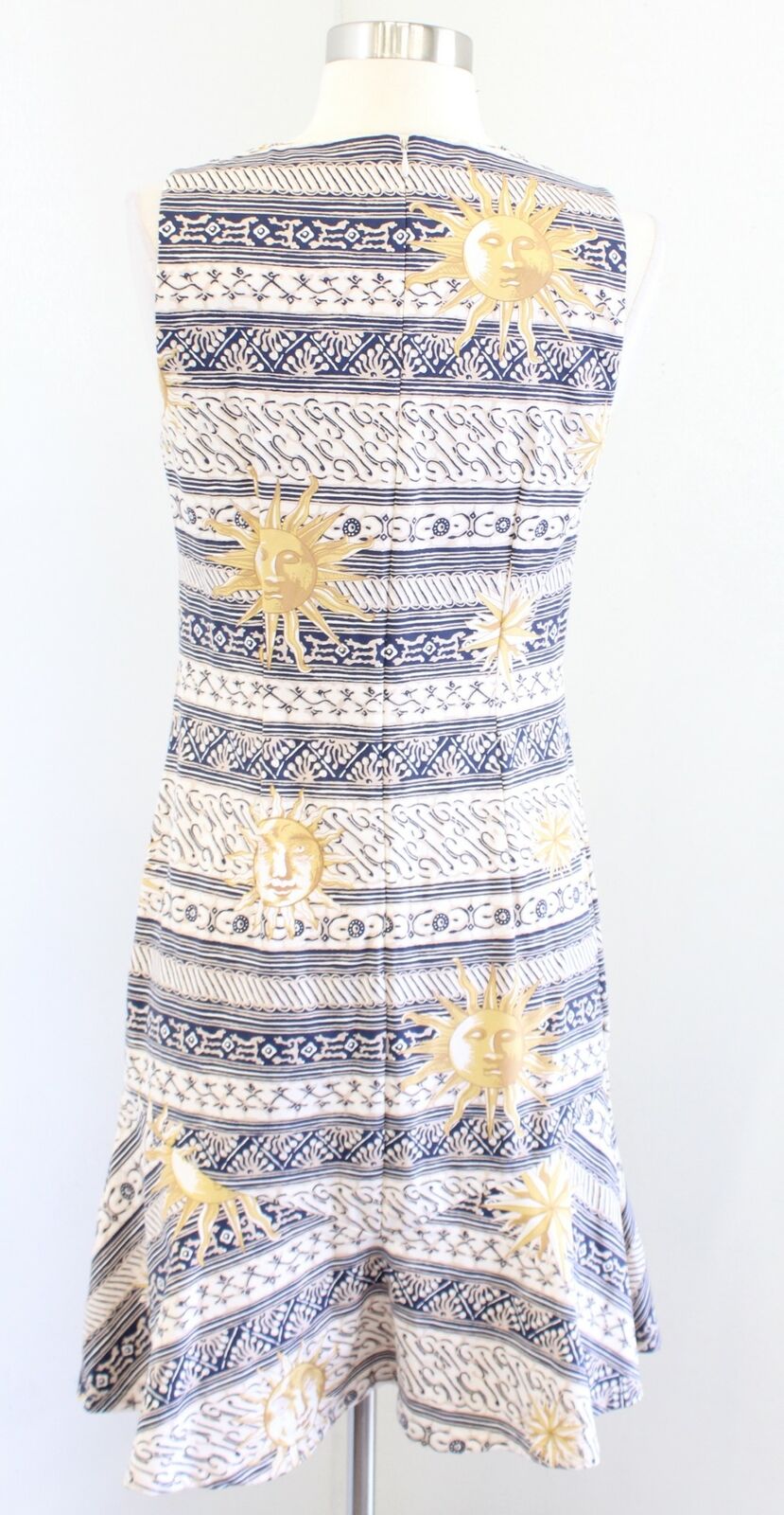 J McLaughlin Geometric Sun Star Print Flounce Hem Catalina Cloth Dress Size S