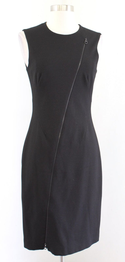 Karen Millen Black Zipper Detail Pencil Sheath Dress Size US 6 Sleeveless Career