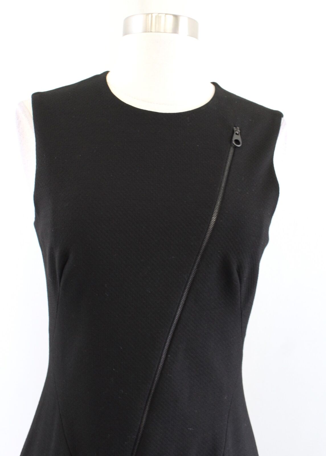 Karen Millen Black Zipper Detail Pencil Sheath Dress Size US 6 Sleeveless Career