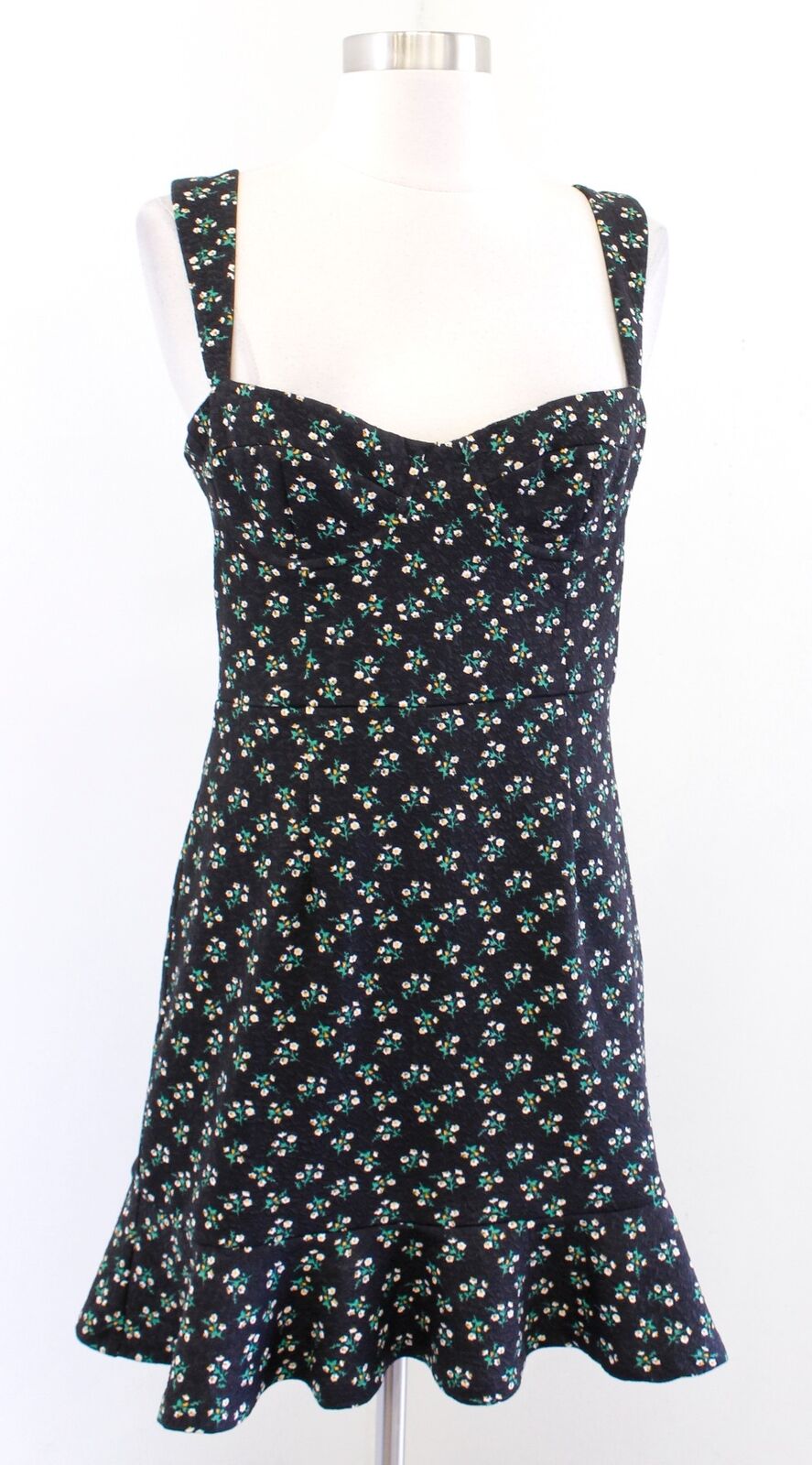 NWT Hutch Anthropologie Ditsy Floral Print Corset Mini Dress Size S Black Green