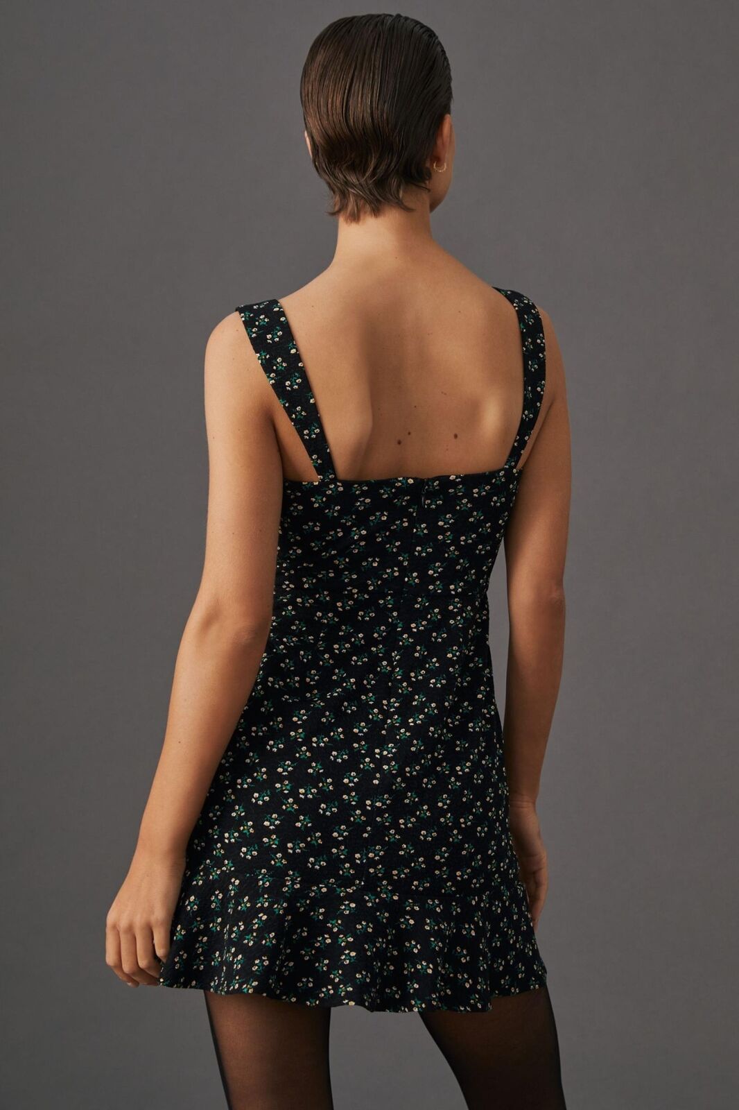 NWT Hutch Anthropologie Ditsy Floral Print Corset Mini Dress Size S Black Green