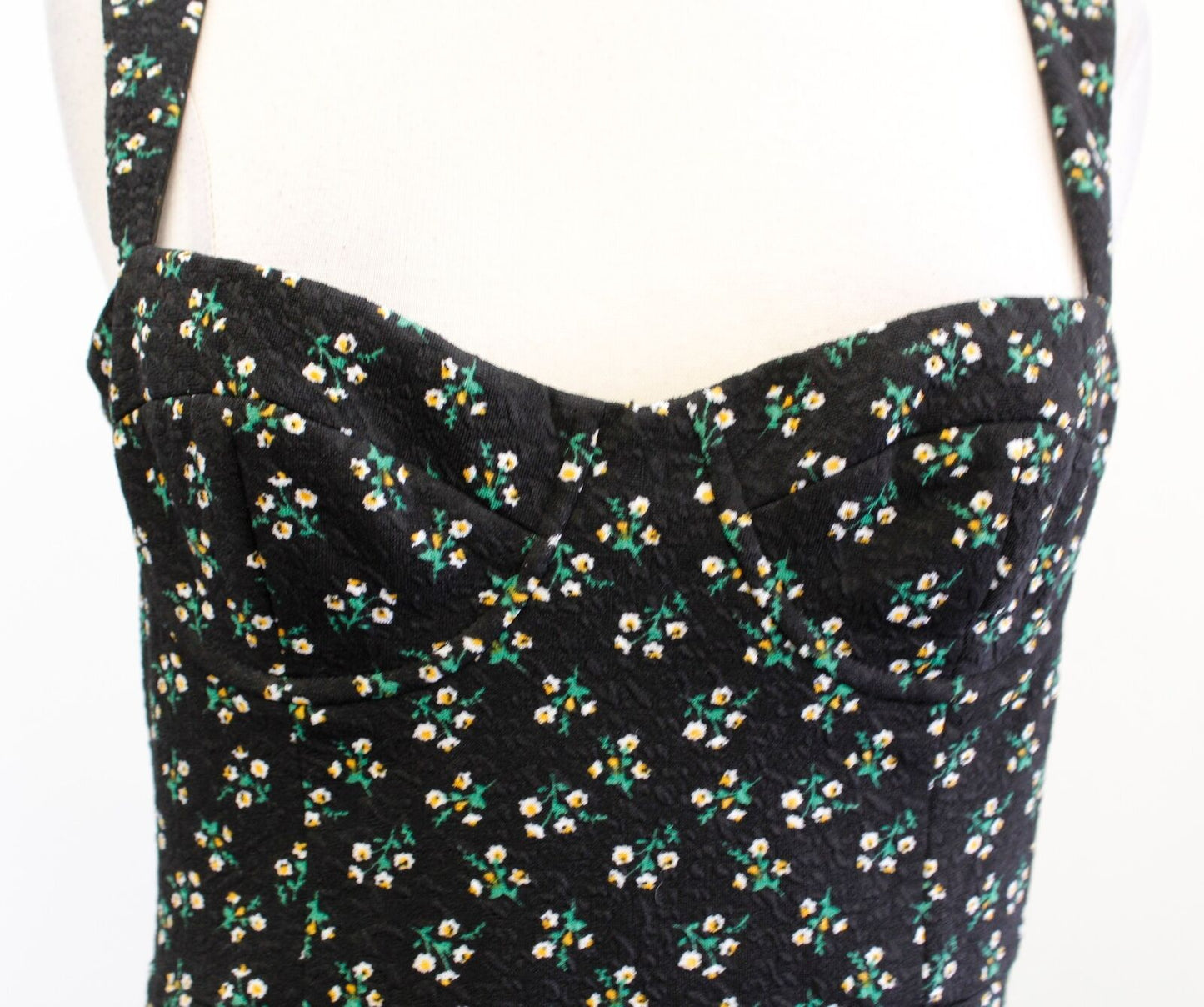 NWT Hutch Anthropologie Ditsy Floral Print Corset Mini Dress Size S Black Green