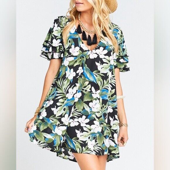 Show Me Your Mumu Disick Tropical Floral Palm Leaf Print Mini Dress Size XS