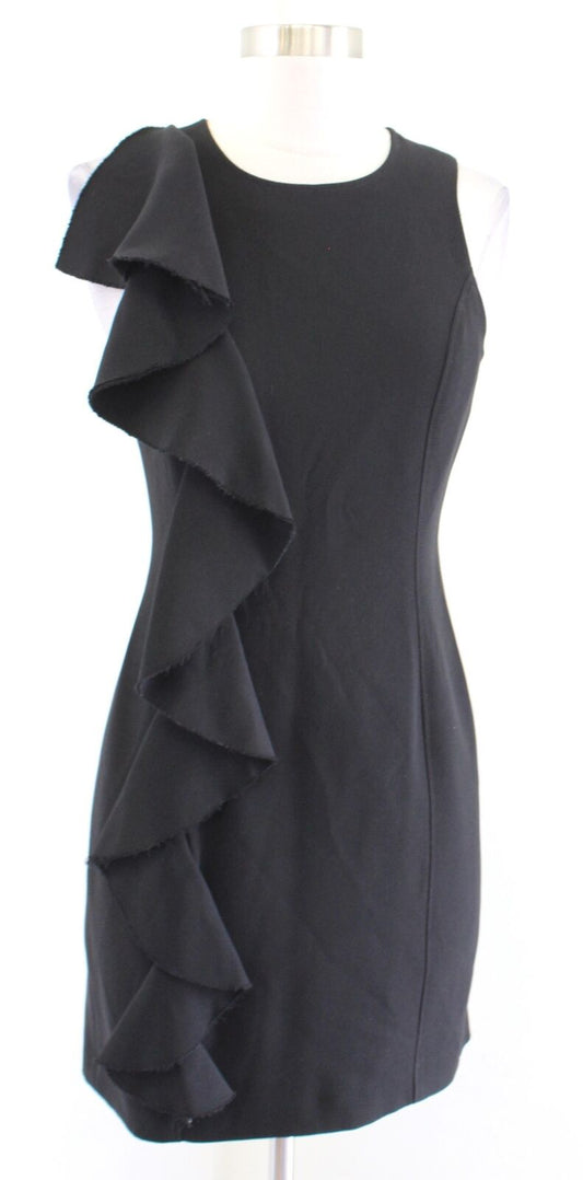 Cinq A Sept Kimberlin Black Ruffle Accent Sheath Dress Size 4 Cocktail Party Lbd