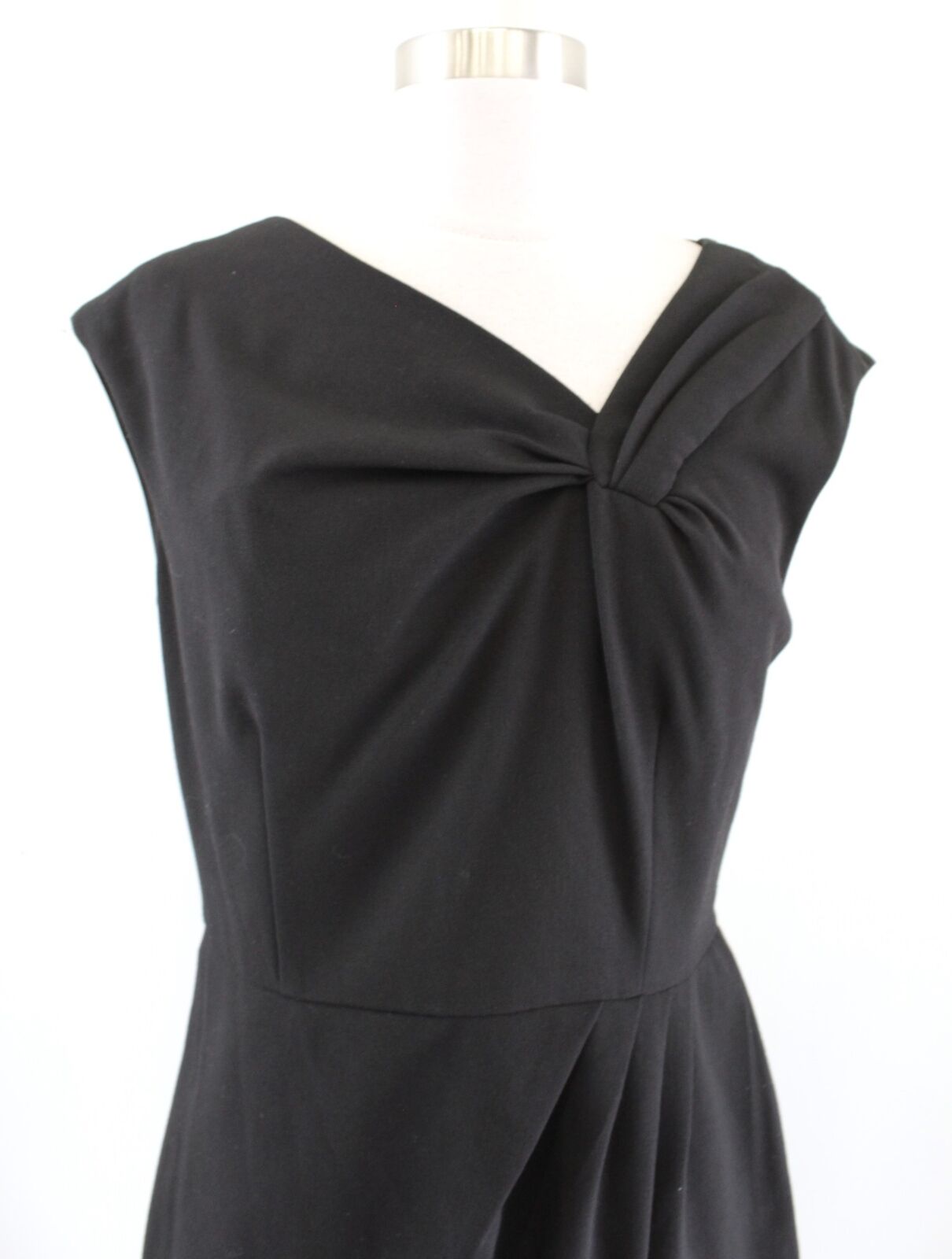 Calvin Klein Womens Black Asymmetrical Neckline Twist Ruched Sheath Dress Size 6