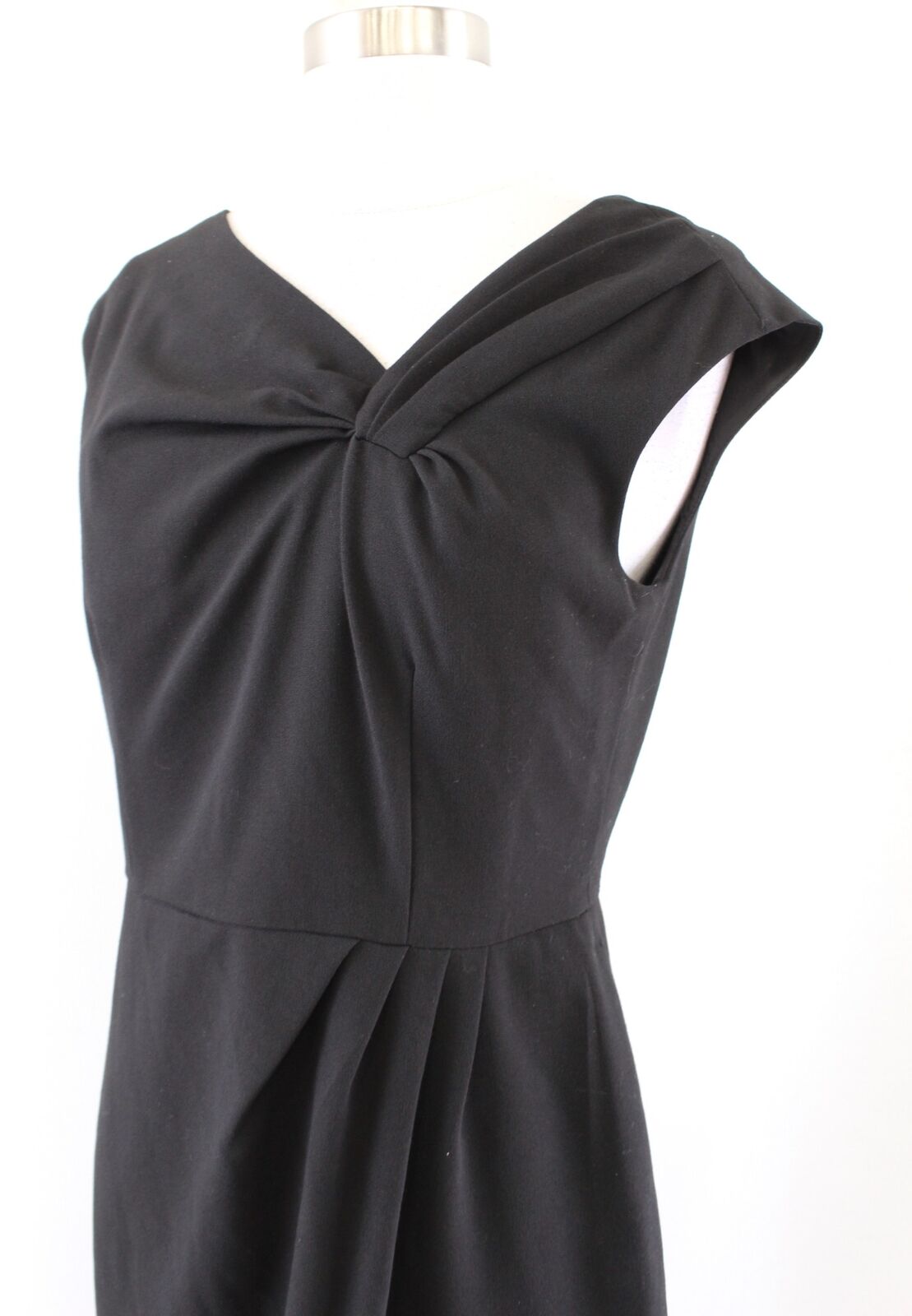 Calvin Klein Womens Black Asymmetrical Neckline Twist Ruched Sheath Dress Size 6