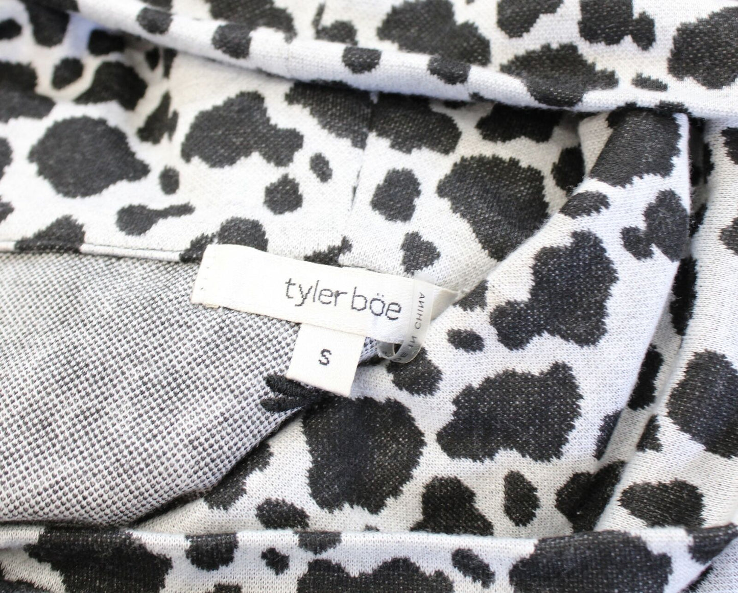 Tyler Boe Gray Black Spotted Animal Cheetah Print Cowl Neck Shift Dress Size S