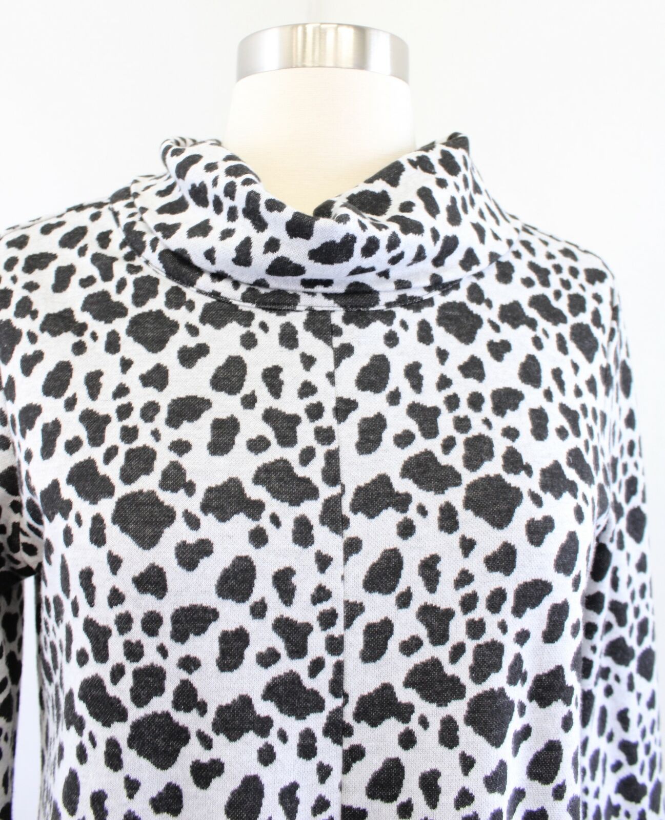 Tyler Boe Gray Black Spotted Animal Cheetah Print Cowl Neck Shift Dress Size S