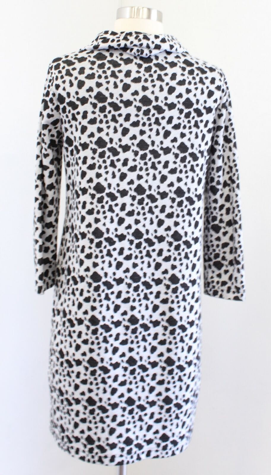 Tyler Boe Gray Black Spotted Animal Cheetah Print Cowl Neck Shift Dress Size S