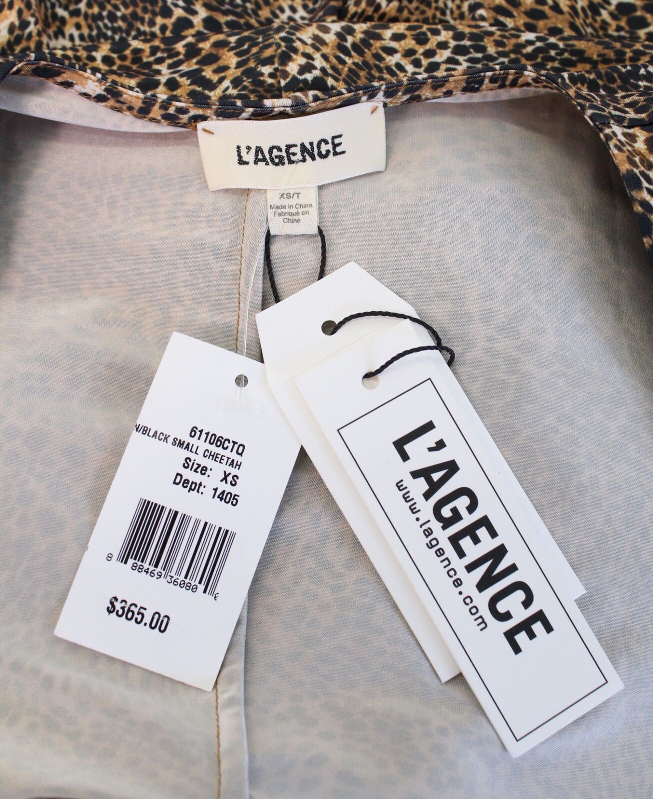 NWT L'agence Mariah Cheetah Print Shoulder Pad Detail Twist Mini Dress Size XS