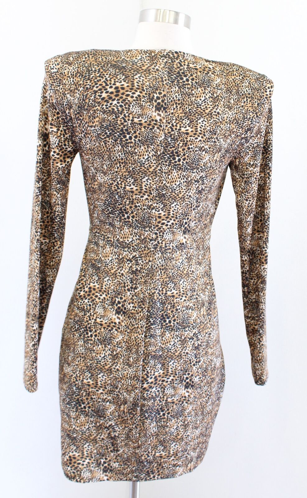 NWT L'agence Mariah Cheetah Print Shoulder Pad Detail Twist Mini Dress Size XS
