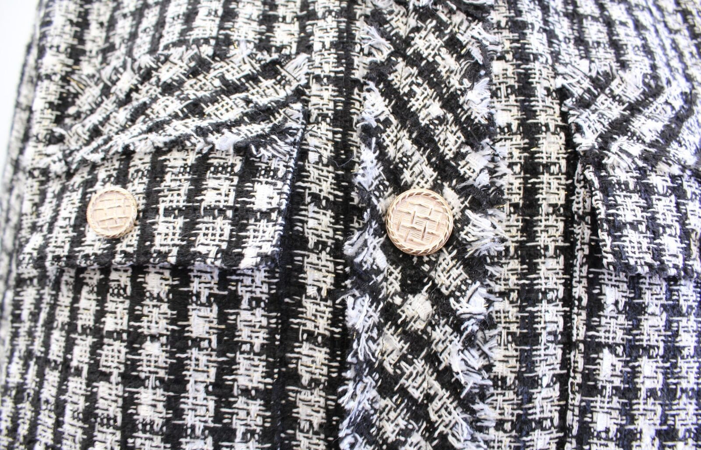 NWT Adrianna Papell Black White Gold Metallic Tweed Blazer Jacket Size XL Fringe