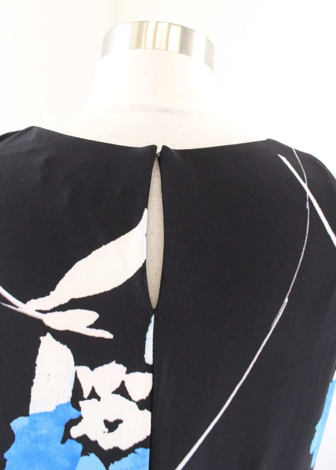 Lauren Ralph Lauren Black Blue Floral Jersey Sleeveless Shift Swing Dress Sz 10