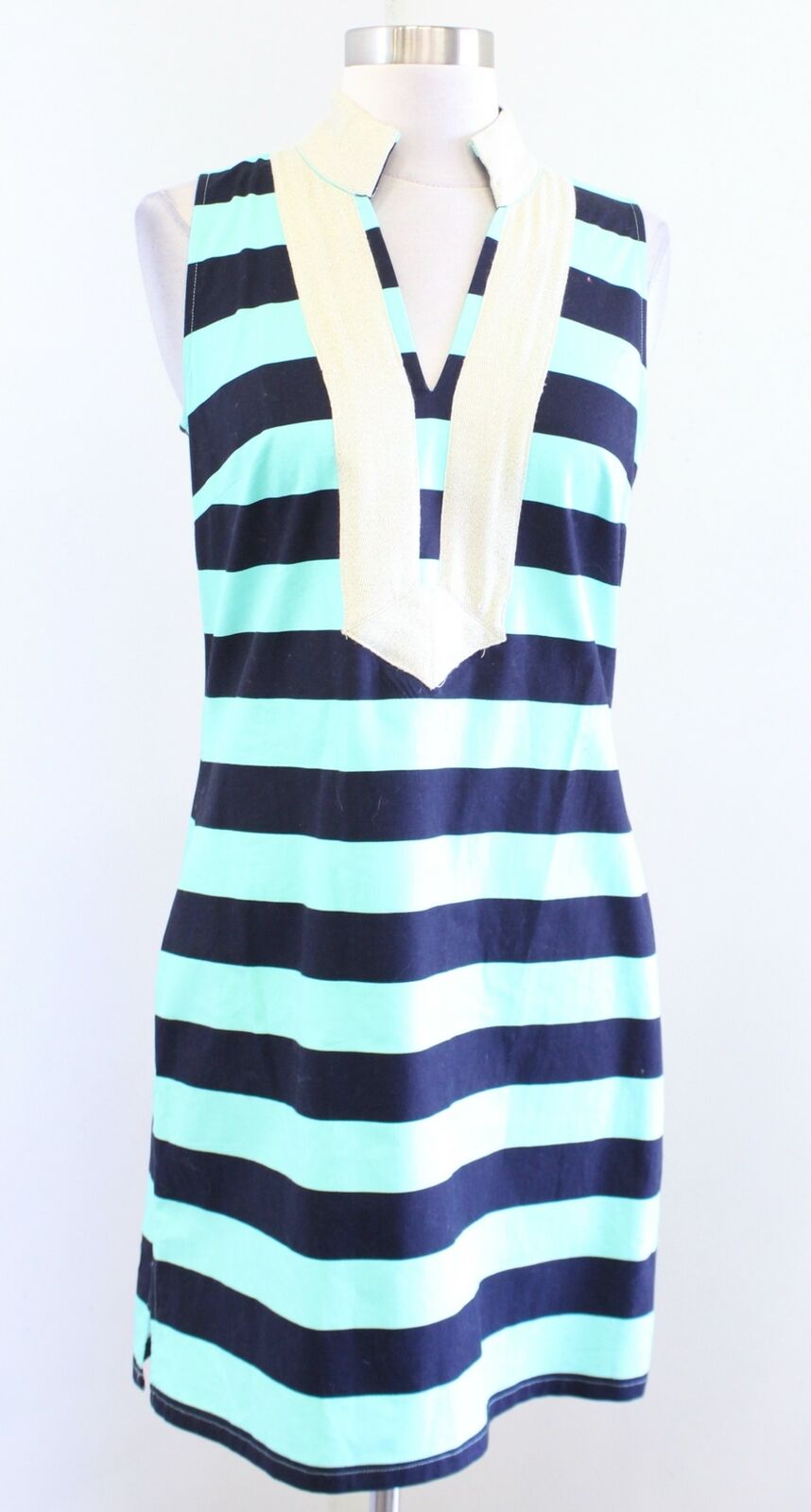Sail to Sable Green Navy Blue Striped Tipped Tunic Dress Size XS Sleeveless