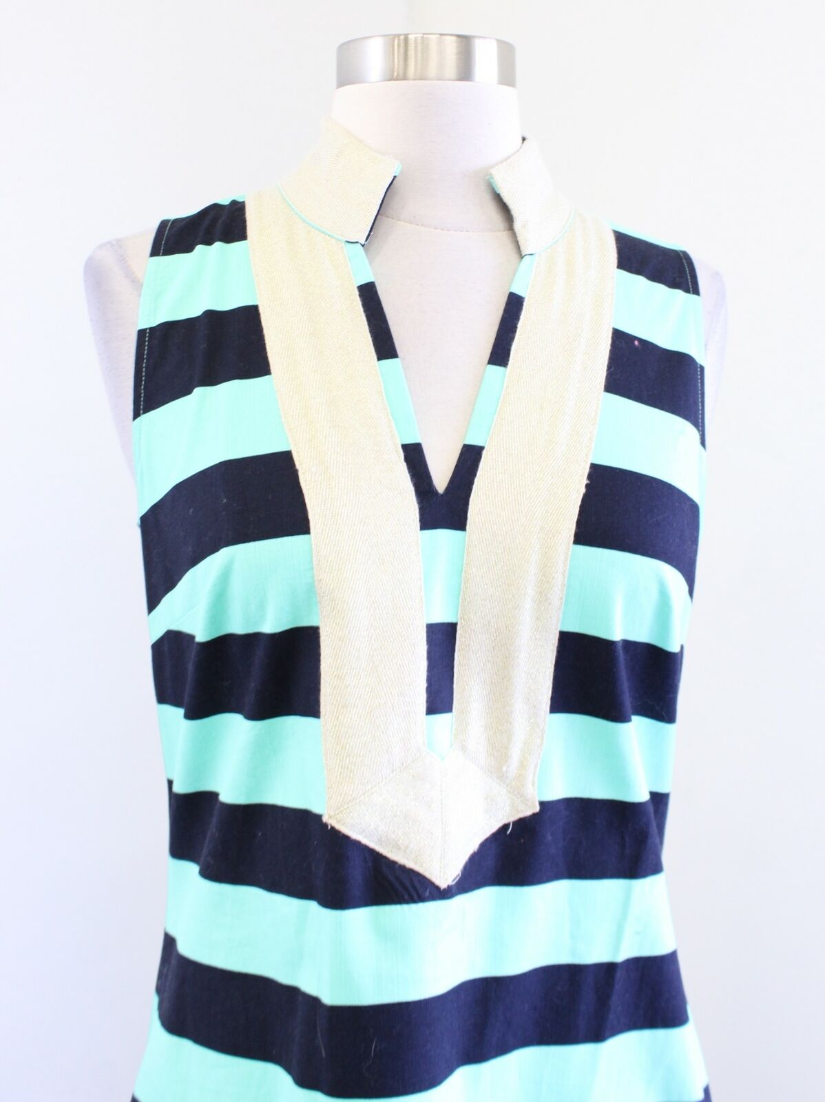 Sail to Sable Green Navy Blue Striped Tipped Tunic Dress Size XS Sleeveless