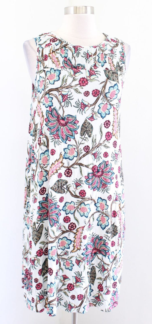 J Jill Womens Multi Color Floral Print Knit Sleeveless Shift Dress Size PS SP